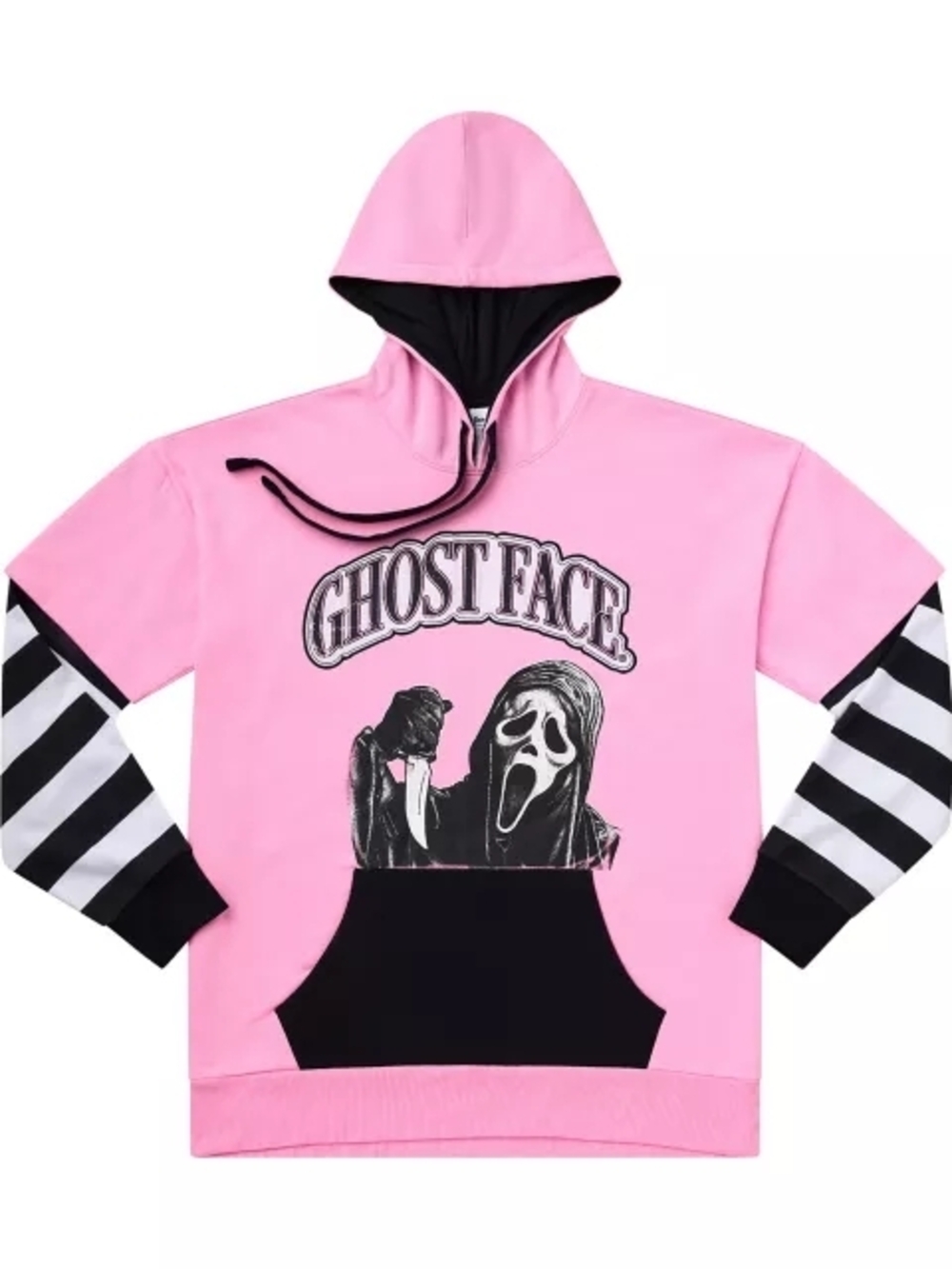 Bioworld Pink and Black Ghostface Pullover Hoodie